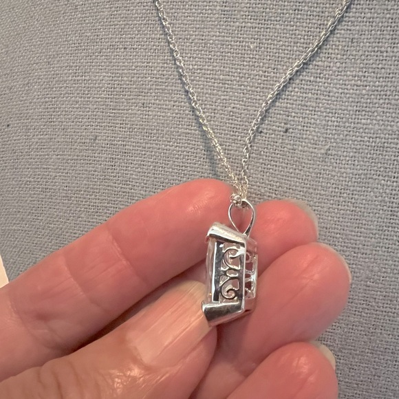 Very Rare Vintage Uncas Asscher Cut Lab Created Diamond  .925 Sterling Necklace - Picture 6 of 12